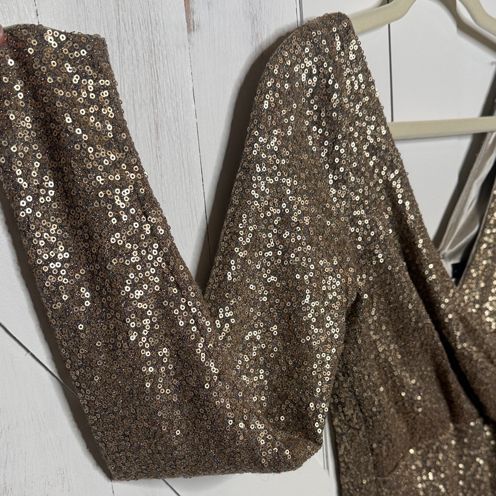 Aidan Mattox Gold Long Sleeve Dress - Picture 6 of 9